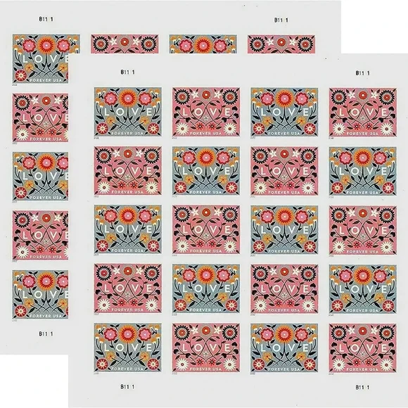 100 Love‎ 2022 Forever Postage Stamps USPS Valentines Wedding Party Invitations