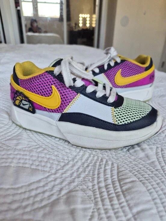 VGUC Nike Ja 1 SE Camp Ja Basketball Shoes size 1 University Gold Hyper Violet