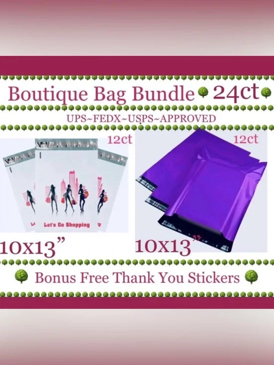 24ct  10x13” Poly Mailer Bag Bundle⭐️🆕⭐️ ⭐️BONUS⭐️25ct Free Thank You Stickers