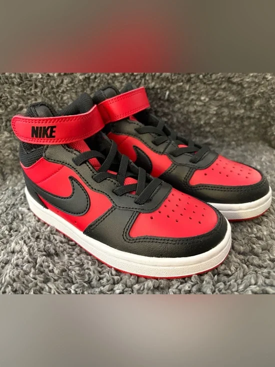 Nike Kids Red and Black High-Top Sneakers - court Bourough mid 2