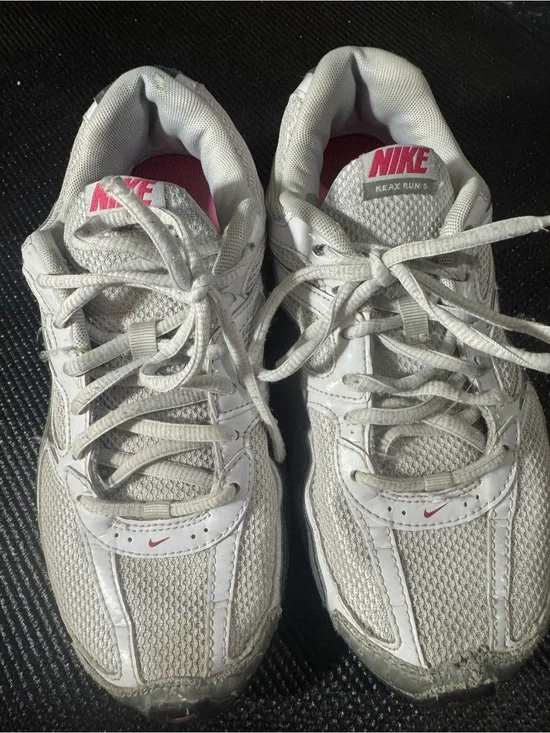 Nike Kids White Sneakers with Pink Accents