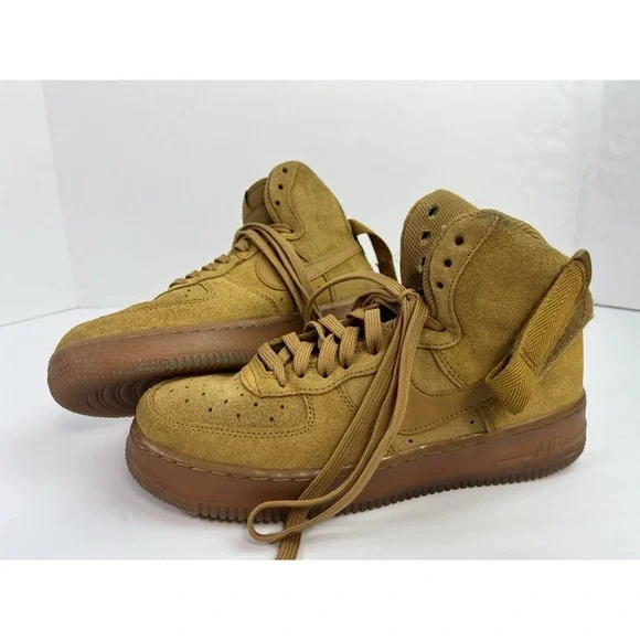 Nike Air Force 1 High LV8 Shoes Youth Size 6.5Y Wheat Tan Suede Gum CK0262-700