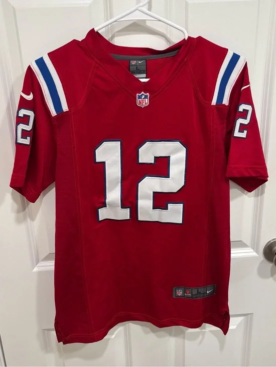 Nike Tom Brady #12 New England Patriots Red Retro Football Jersey Boys Large