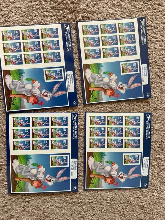 4 sheets of sealed bugs bunny stamps
