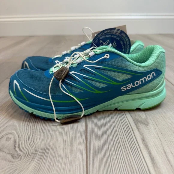 Salomon Sense Mantra 3 W Fog Blue Green Trail Running Shoes 381582 Womens 6 NEW