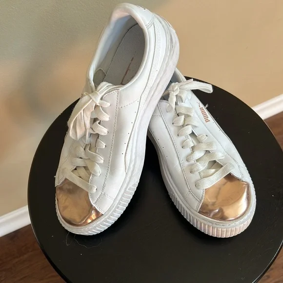 Puma Leather Shoes with Rose Gold Metallic Toe