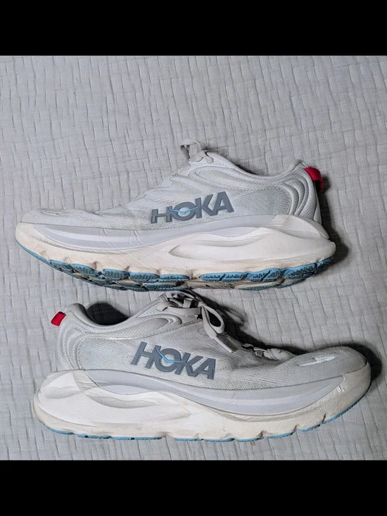 Hoka Gaviota 6 Size 9W. White/Gray with Blue and Red Accents