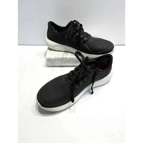 Crocs Women's Lite Ride Casual Comfort Sneakers Shoes Size 8 Black Lace-up