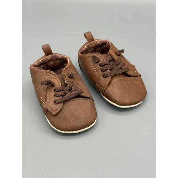 Carters Just One You Boys Brown Faux Leather Sneakers Kameron-B‎ 6-12M JF23D02H