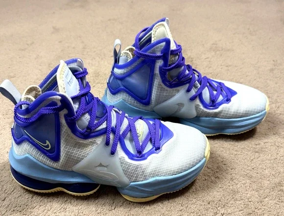 Nike Lebron 19 Easter Aura Citron Blue DD0418 432 Size 4 Youth EUC
