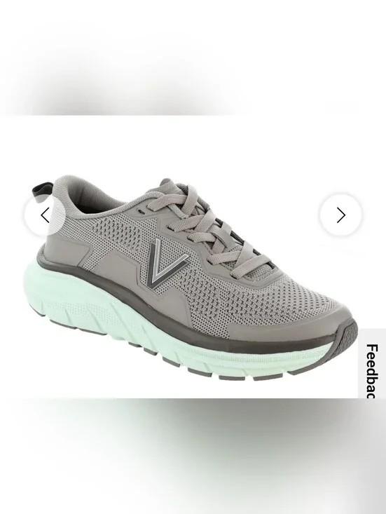 Vionic Women's Walk Max Gray Knit Athletic Sneakers with Mint Sole Size 7