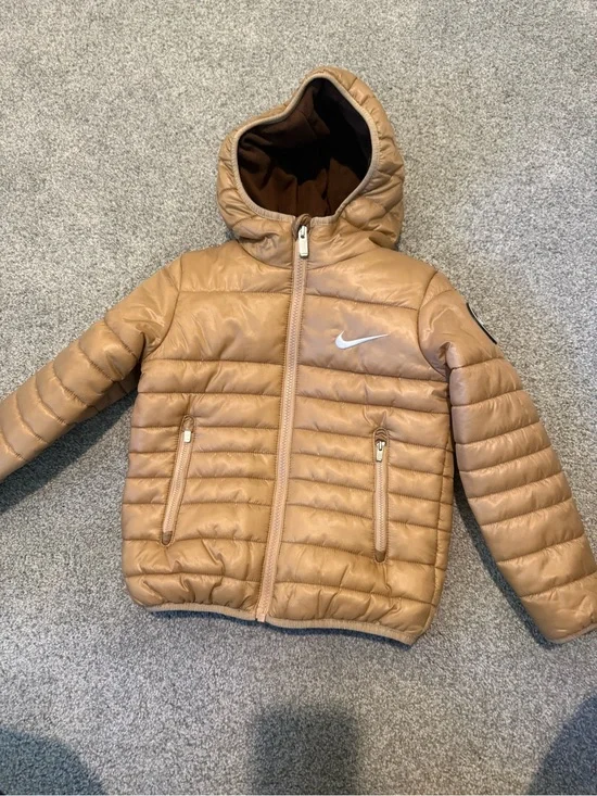 Nike Kids winter Tan Puffer Jacket with Hood