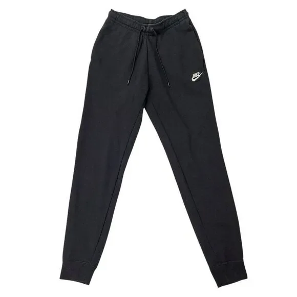 Nike Sweatpants Junior XS Black Swoosh Fleece Knit Comfy Athletic Performance