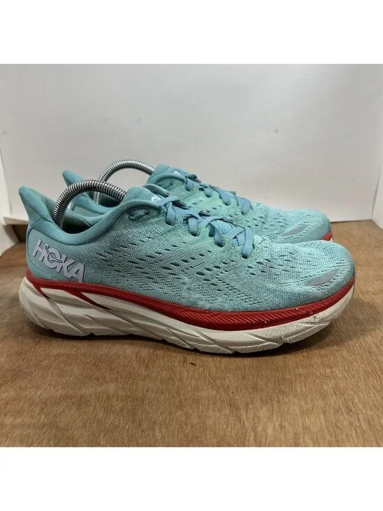 Hoka One One Clifton 8 Women 9.5B Blue Walking Road Running Sneakers Comfort