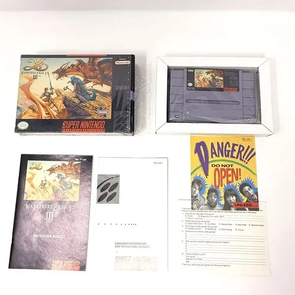 Wanderers From Ys III Nintendo Super NES SNES Complete CIB Authentic Tested