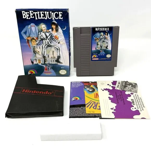 Beetlejuice Nintendo NES No Manual Box Poster Inserts Tested