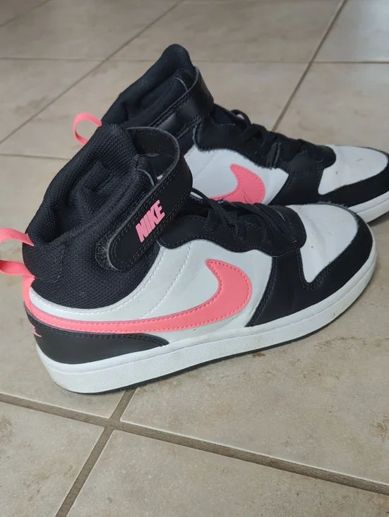 Nike Black, White & Pink Mid-Top Sneakers