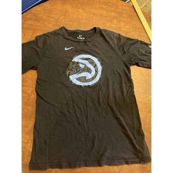 Atlanta Hawks Nike Shirt Boys XL Black Powder Blue Pacman Logo NBA Basketball