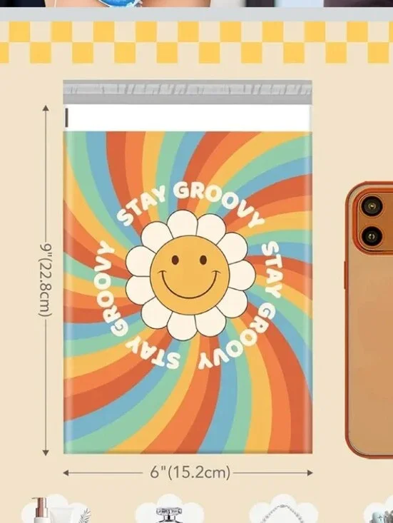 Stay Groovy Smiley Daisy Polymailer Packages
