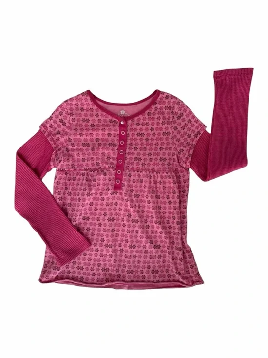 Children’s Place Thermal Shirt Girls M (7/8) Pink Floral Accents Long Sleeves
