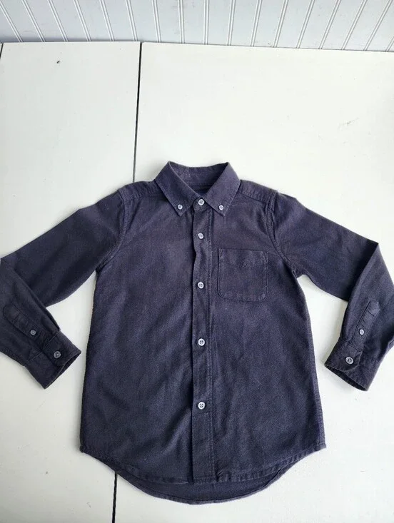 The Children's Place Boys Black Long Sleeve Oxford Shirt Cotton S 5/6