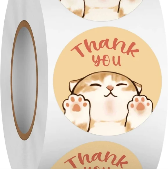 100 count New cute kitty thank you stickers