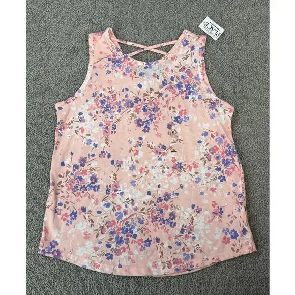 NWT Children's Place Tank Top Pink Floral Girls Size XL (14)‎
