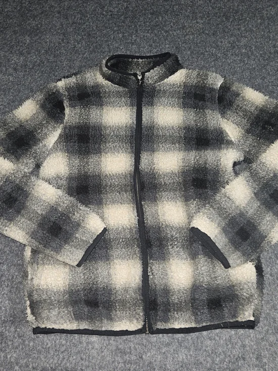 The Childrens Place Super Soft Gray and Black Zip-up Sherpa