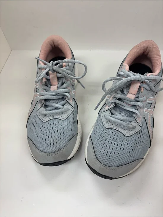 ASICS AMPLIFOAM GEL ATHLETIC SHOE WOMEN 7.5 W  GRAY W / PINK TRIM ORTHOLITE