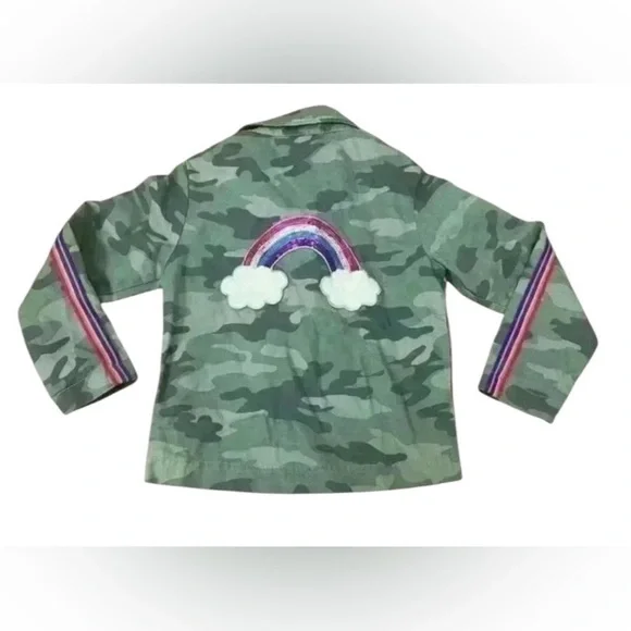 Children’s Place Rainbow and Camouflage little girl jacket size 5/6
