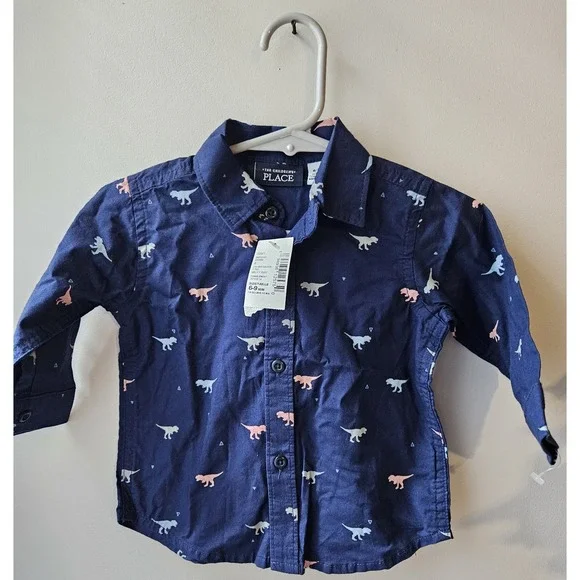 The Children's Place‎ Baby Boys Printed Long Sleeve Poplin, Tidal 6-9M
