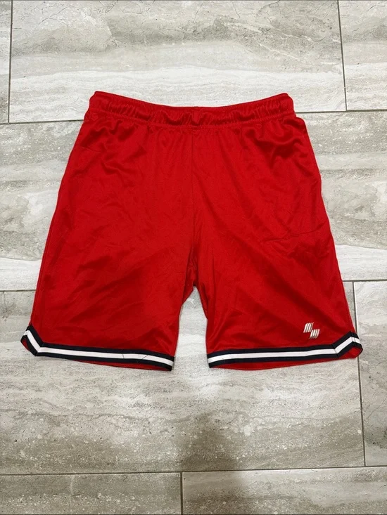The Children's Place Red Mesh Athletic Shorts with Stripe Hem