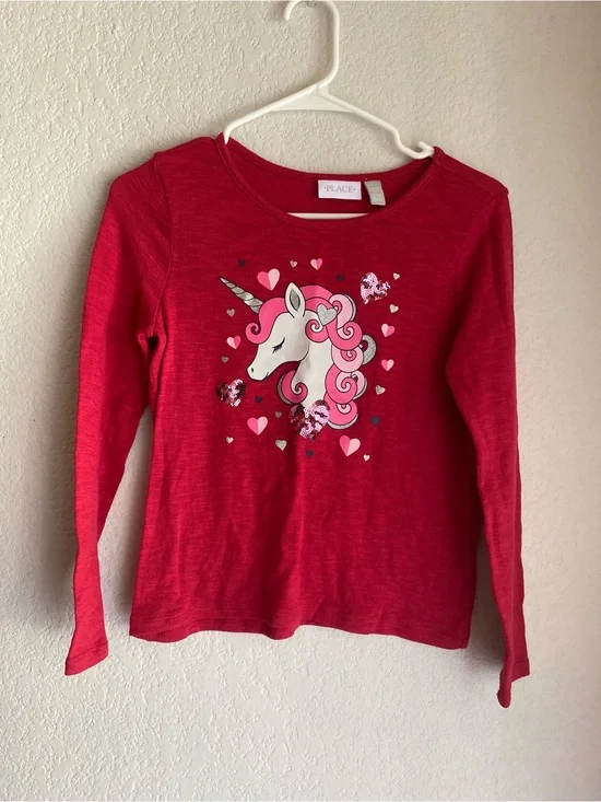 The Children's Place Red & Pink Unicorn Long-Sleeve Tee