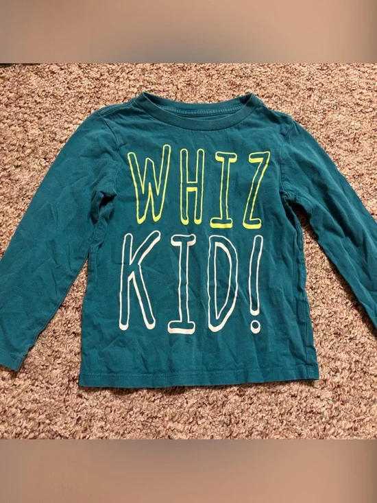 Kids Teal Long-Sleeve Shirt with 'WHIZ KID!' Graphic