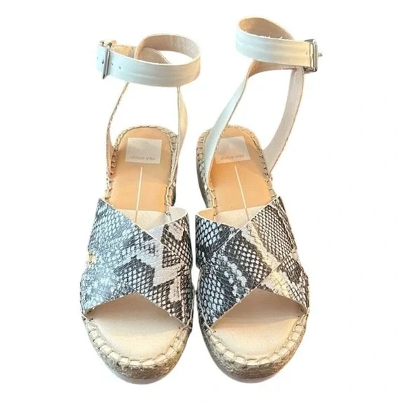 Dolce Vita Women's Size 8 Espadrille‎ Wedge Sandals Snake Print