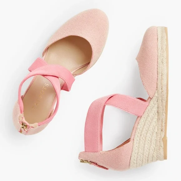 Talbots Pink Espadrille Wedge Sandals