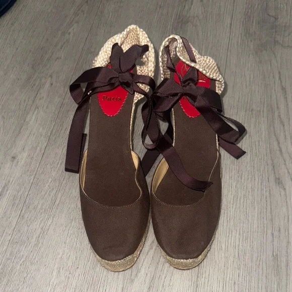 Christian Louboutin Bridgette Espadrille Canvas D'Orsay Pumps