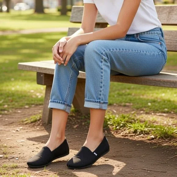 NWT TOMS Classic Black Alpargata Espadrilles, Size 6.5‎