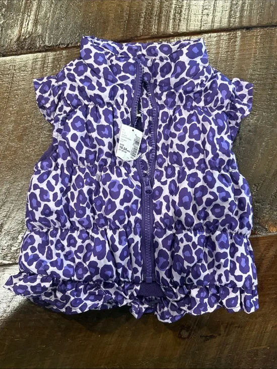 The Children's Place Purple Leopard Print Puffer Vest 18/24 months