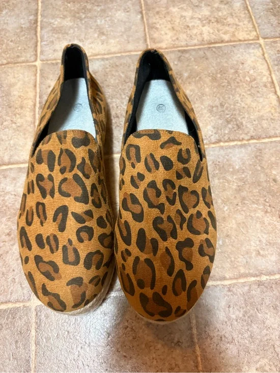 Women's Leopard Print Espadrilles - Brown Casual Slip-Ons