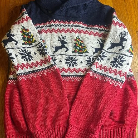 The Children's Place Festive Red and Navy‎ Sweater