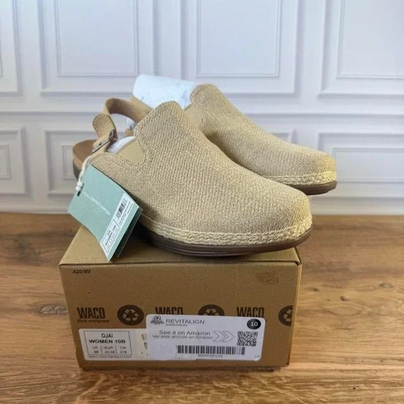 Waco Revitalign Tan & Cream Espadrille Sandals Size US 10
