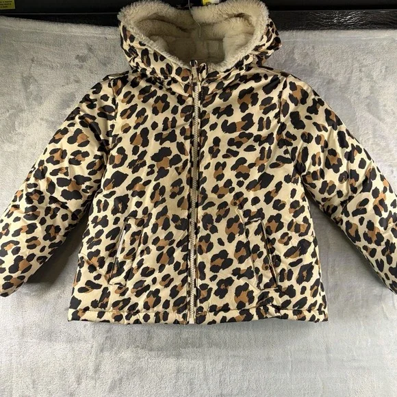 Girls Reversible Leopard Print Faux Fur Coat – Children's Place‎ – Size 5T