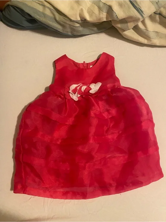 Pink Girls Floral Accent Party Dress