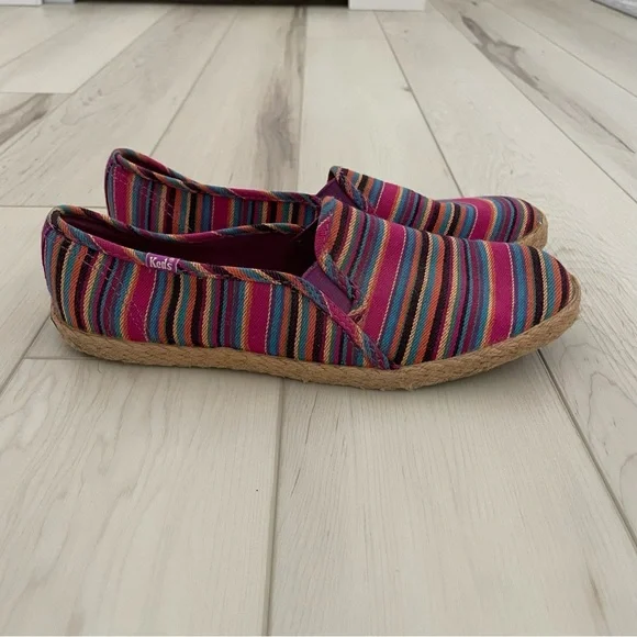 Keds Multi Color Stripe Espadrille Flats Moccasins Shoes