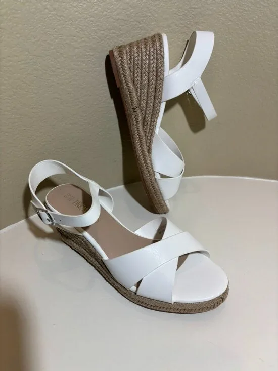 Dream Pairs Women's White Espadrille Wedge Sandals, 3