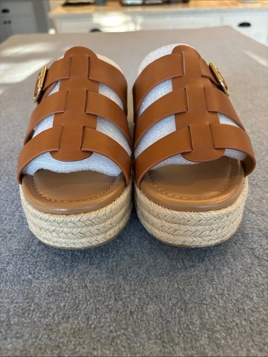 Women’s Platform Espadrille Slide Sandals  Chestnut 8 1/2