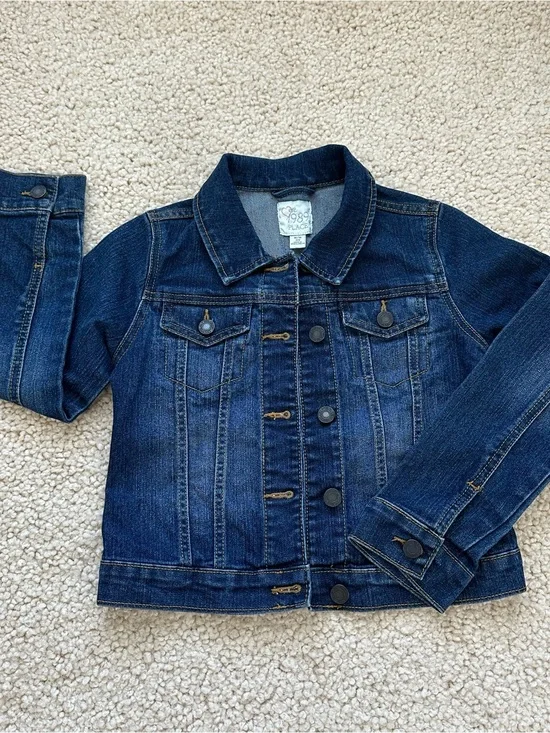 The Children's Place Dark Blue Denim Button Down Jean Jacket Size Medium 7/8