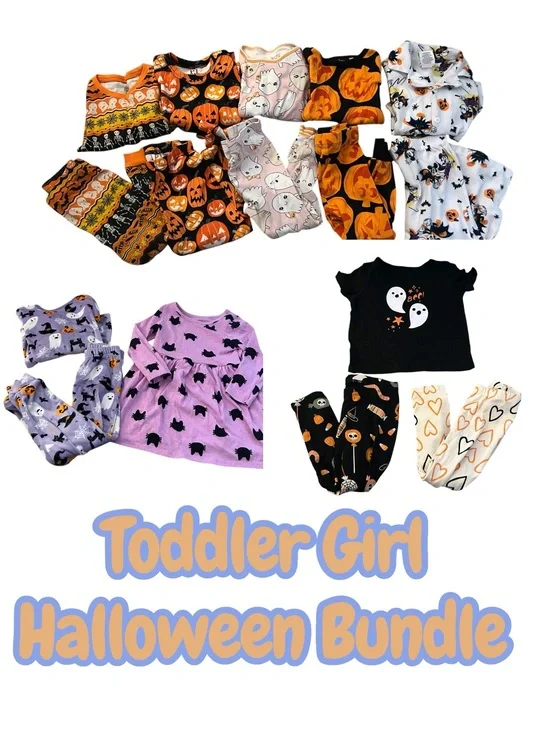 Toddler Girl Halloween Pumpkin Ghost Pajamas Leggings Bundle Box Size 2T/3T/4T