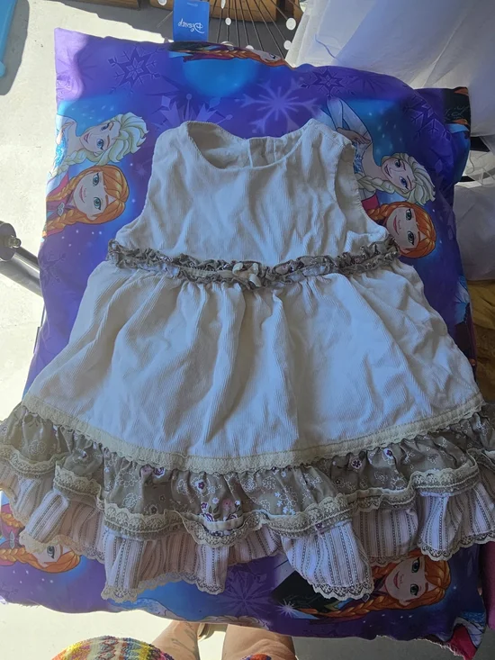 VTG The Children’s Place Corduroy Ruffle Dress - Cream Cottagecore Floral